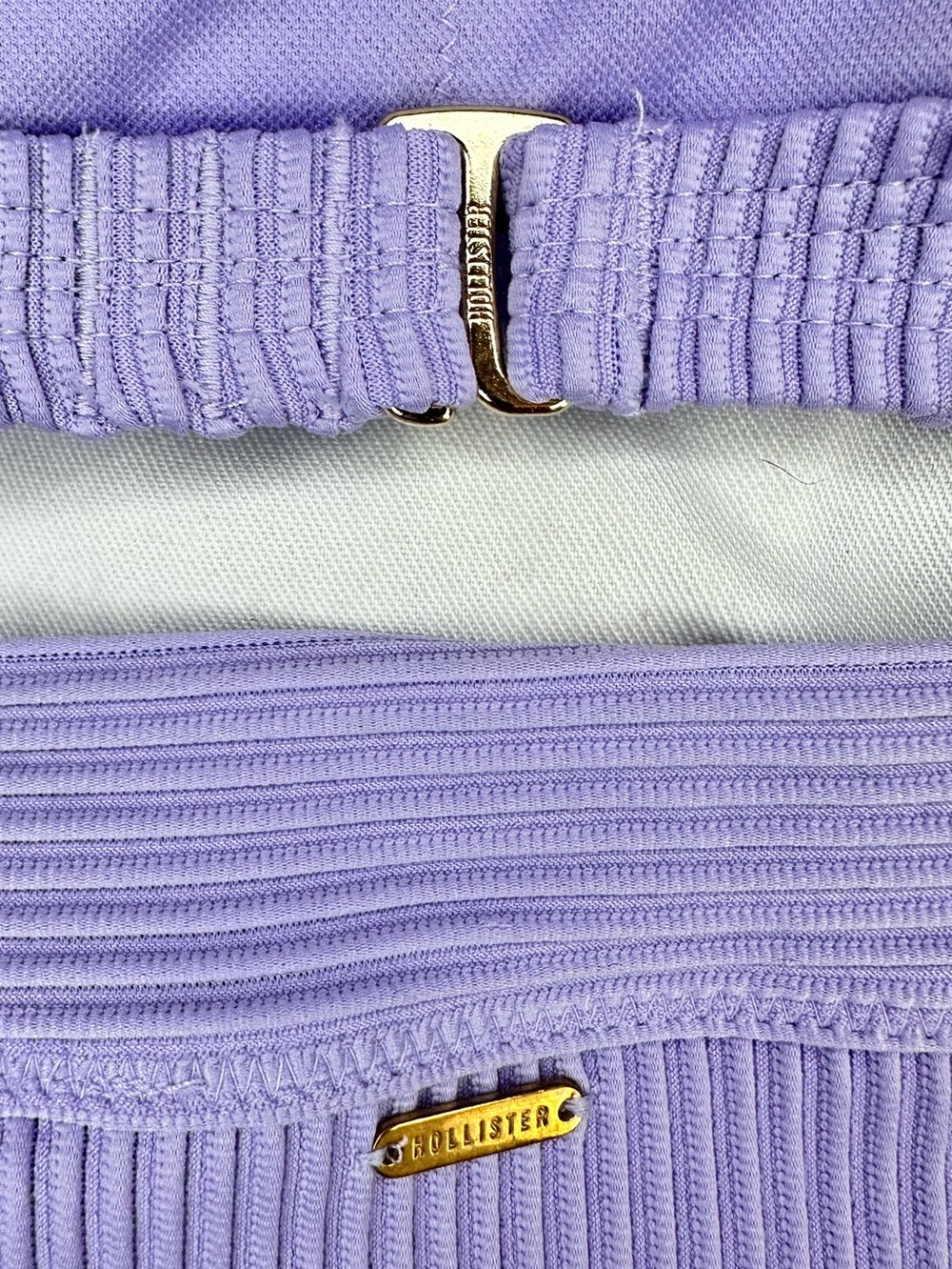 Hollister Ribbed Lavender Bikini Set Medium Two Piece Lilac Swimwear - Picture 3 of 5